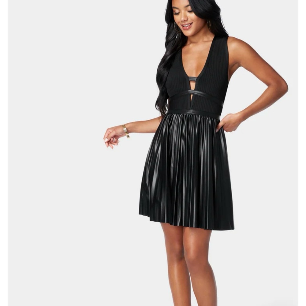 Bebe Faux Leather Black Sleeveless Dress